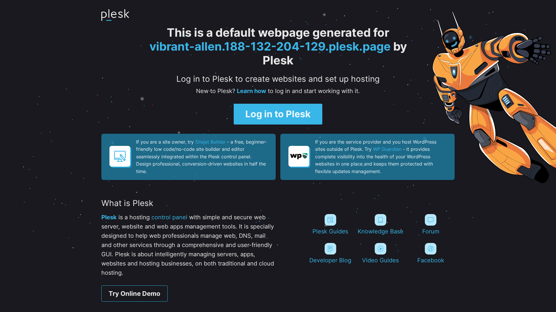 Screenshot of vibrant-allen.188-132-204-129.plesk.page