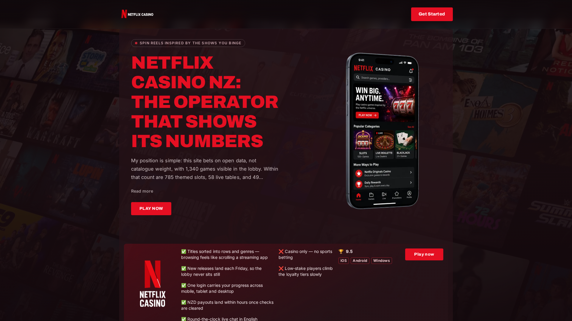Screenshot of netflixcasinonz.com