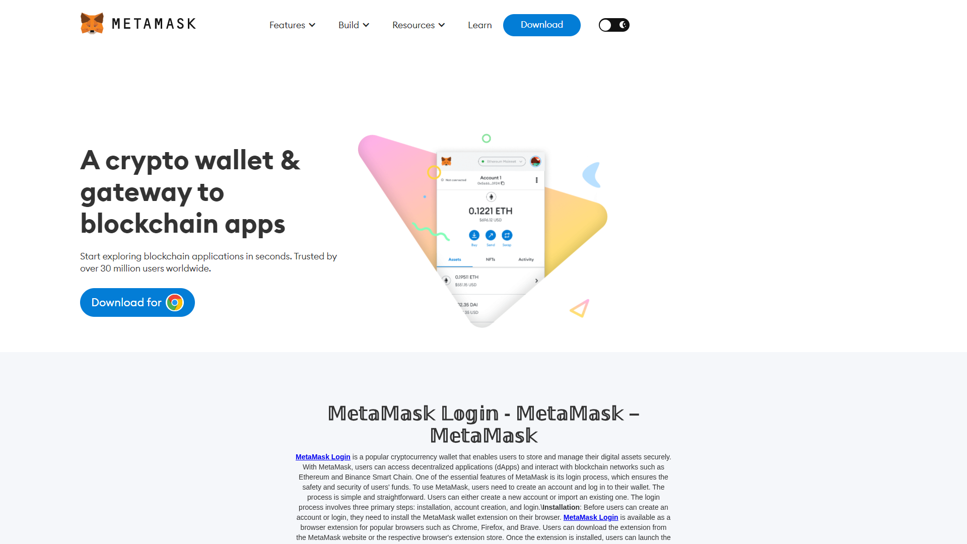 Screenshot of metamaask-loogin.webflow.io