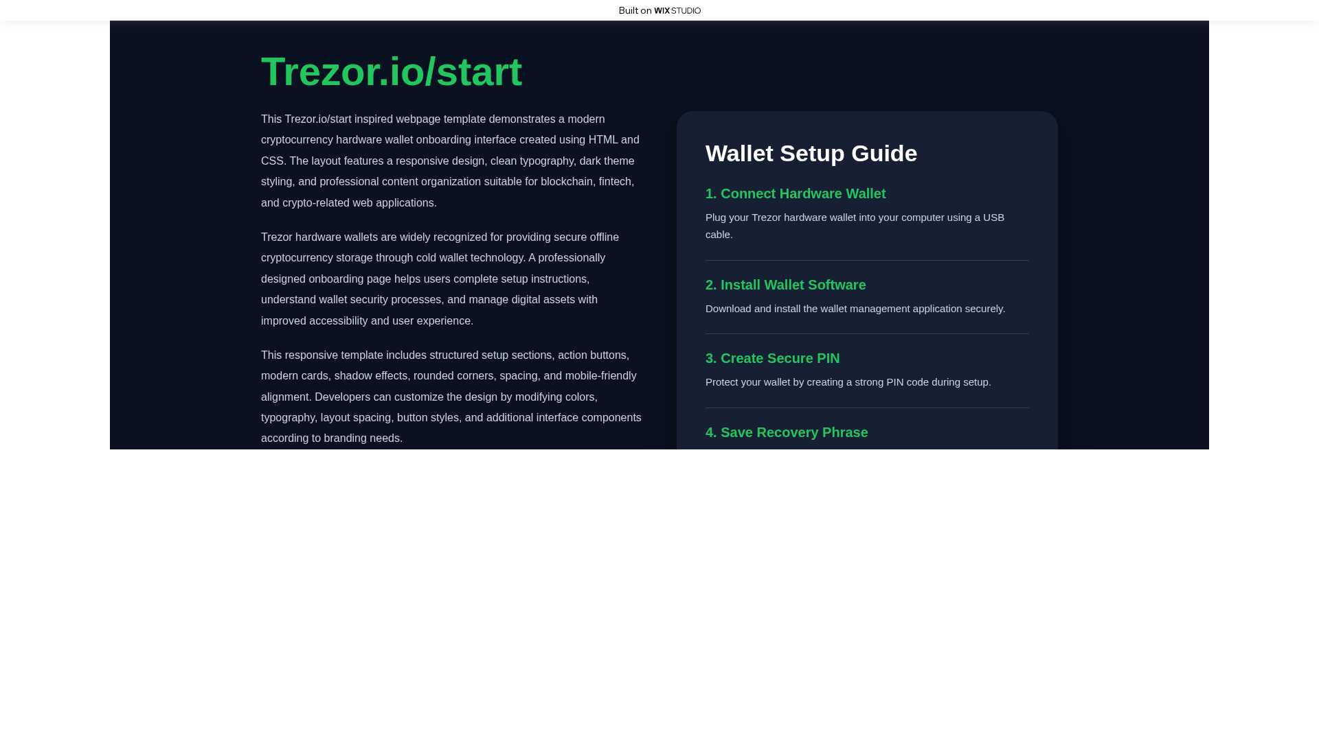 Screenshot of appshome-trezor.wixstudio.com