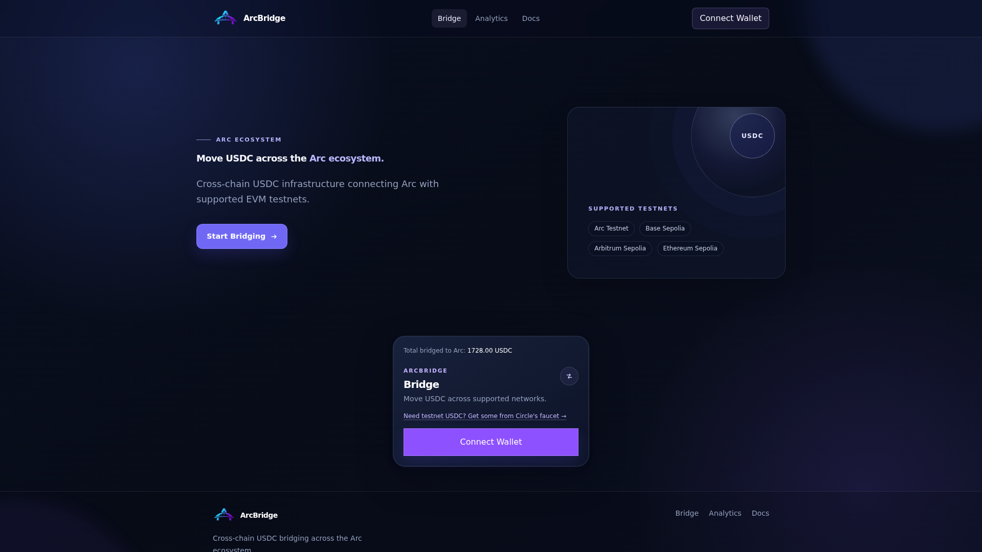 Screenshot of arcbridgecrypto.xyz
