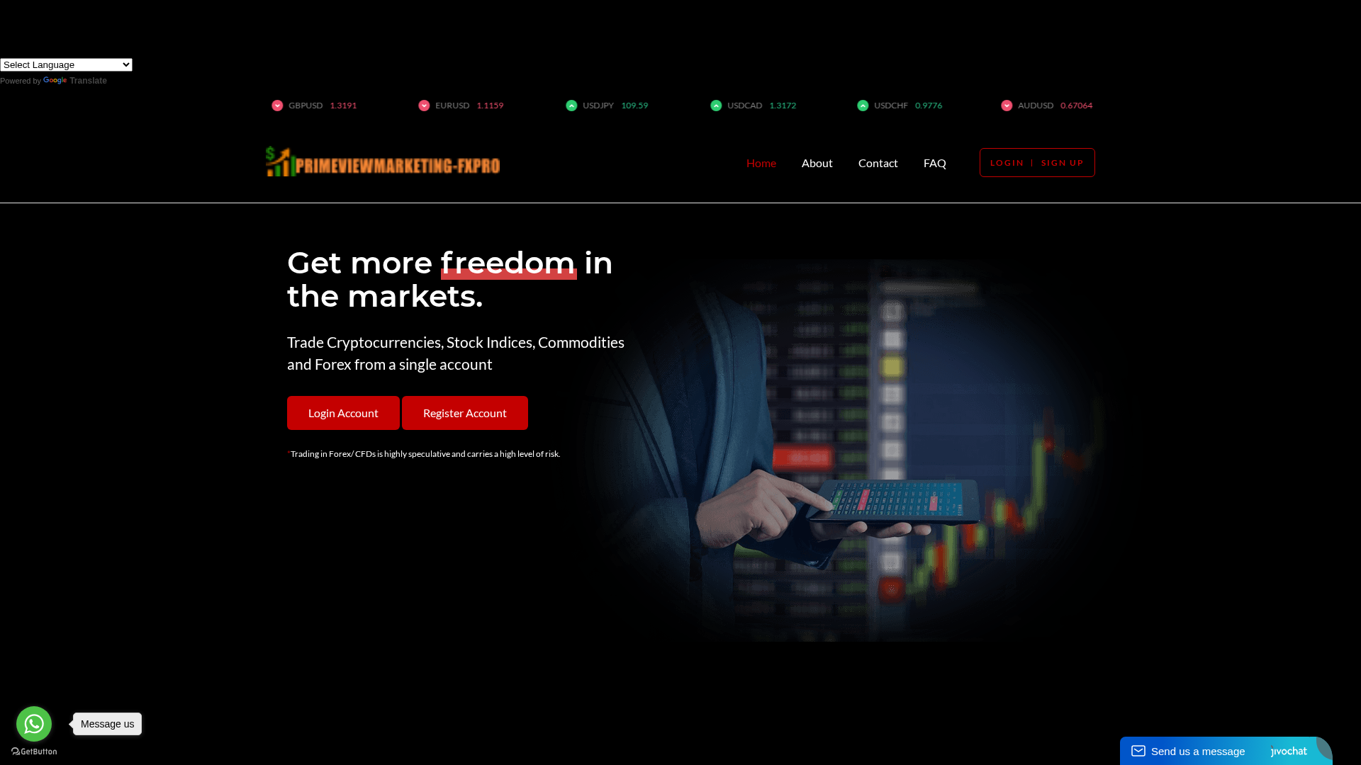Screenshot of primeviewmarketingfxpro.live