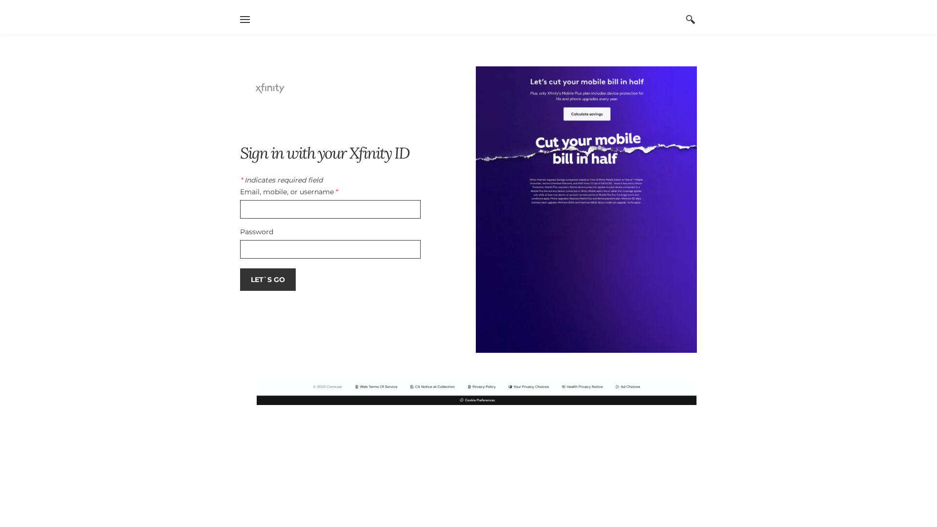 Screenshot of verifymymailxfinity.weebly.com