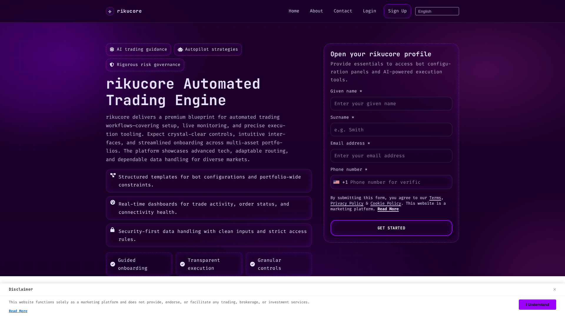 Screenshot of rikucoresystem.digital