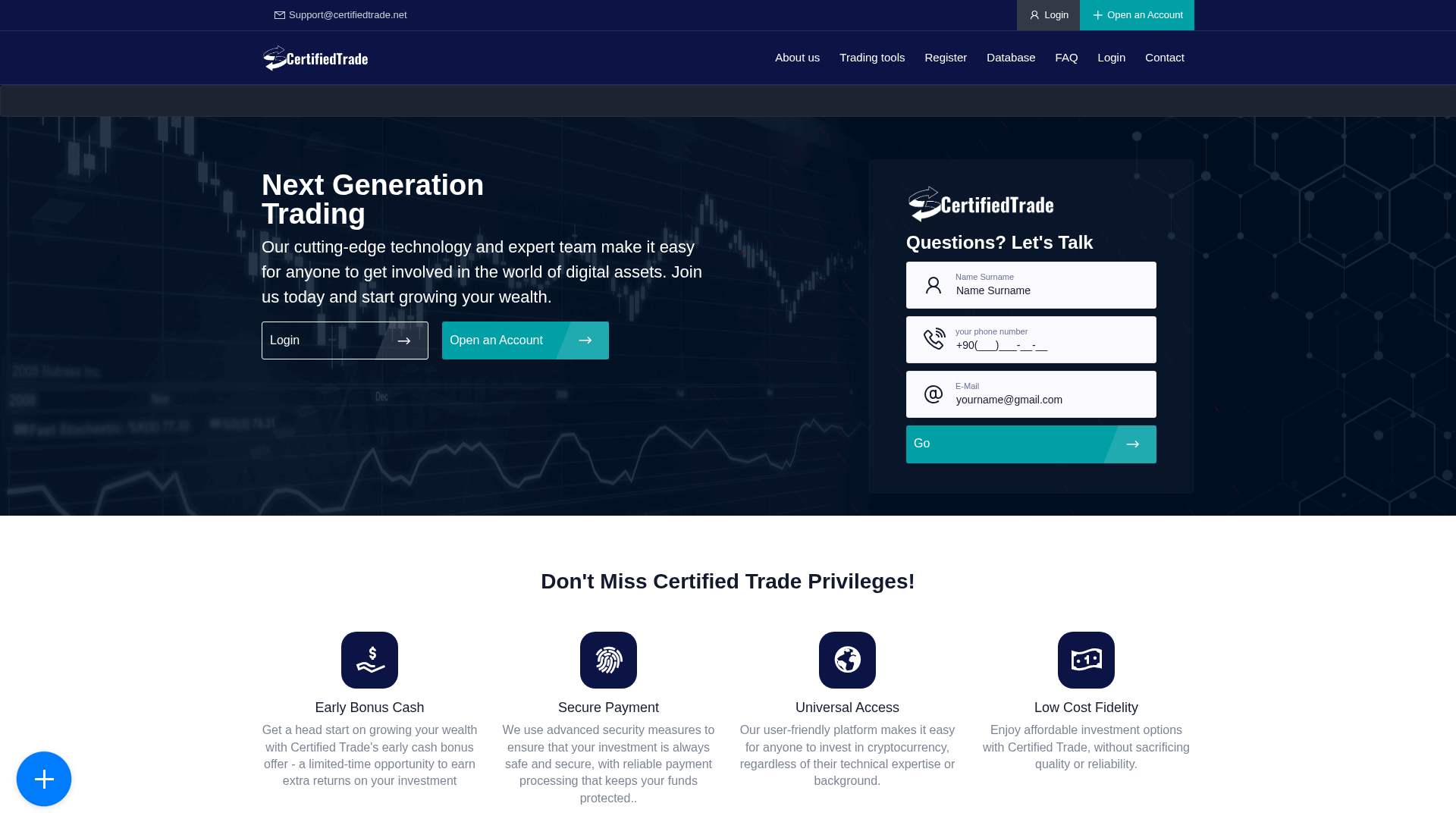Screenshot of certifiedtrade.net