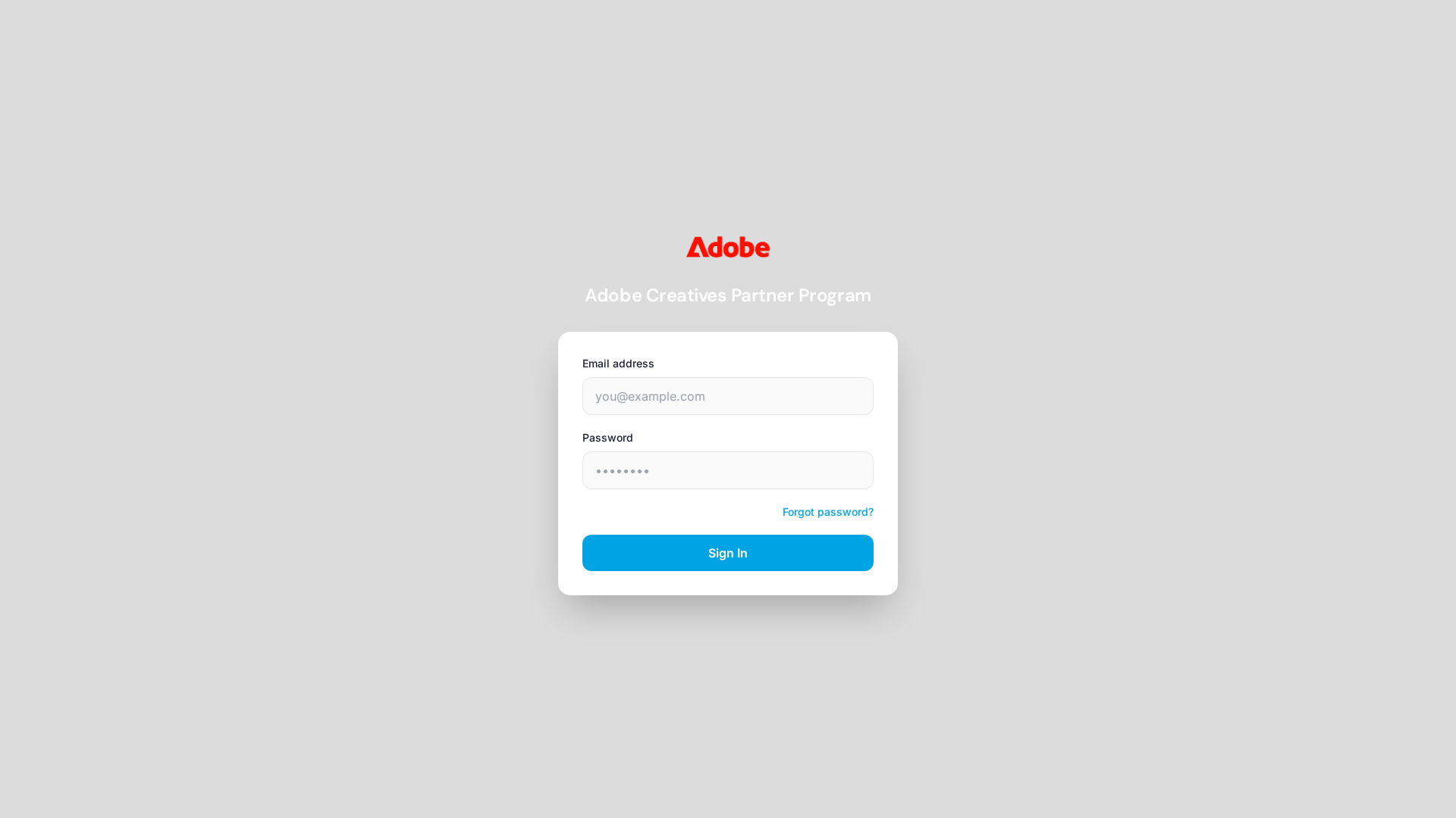 Screenshot of partnerships.adobecreatives.com