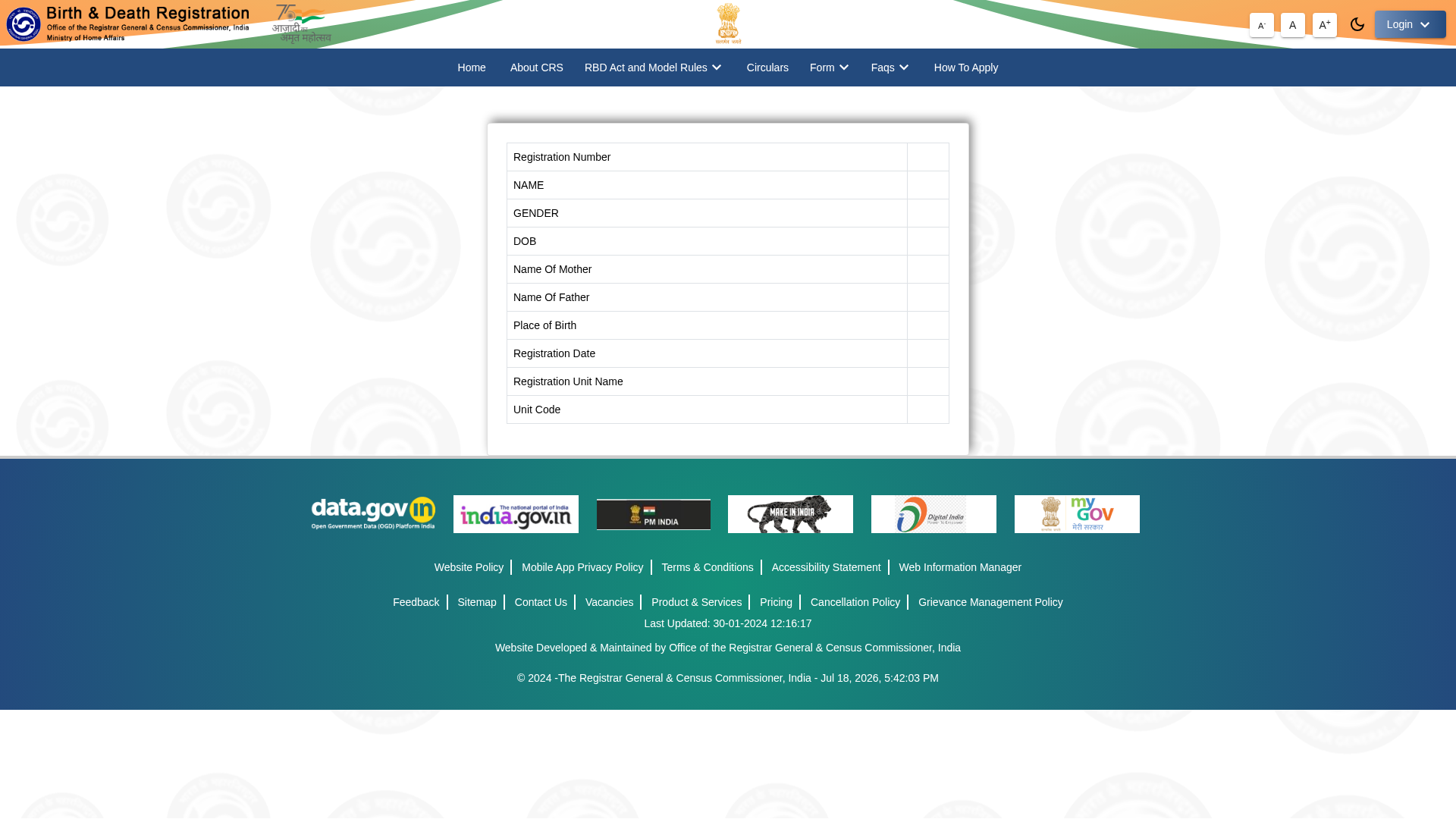 Screenshot of dc.crsorgi.gov.in.web.index.php.crsor.info