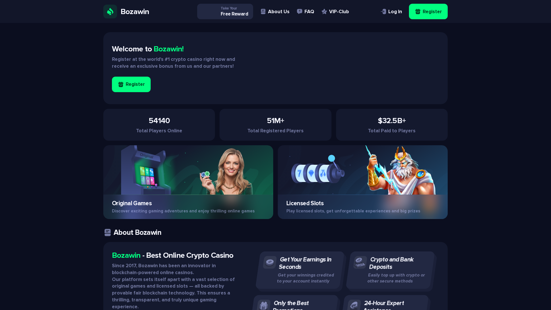 Screenshot of bozawin.com