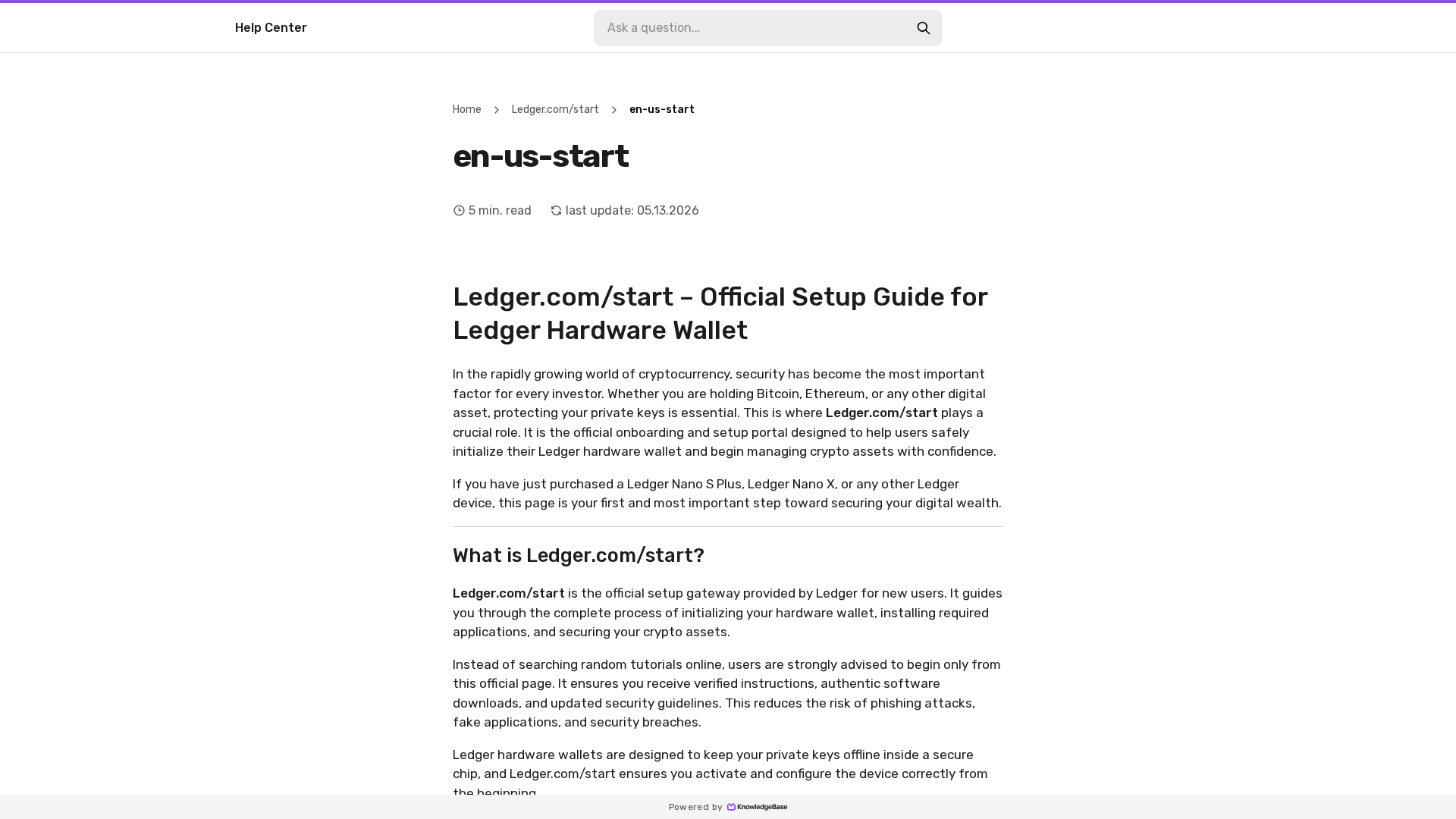 Screenshot of startledgerr.kb.help