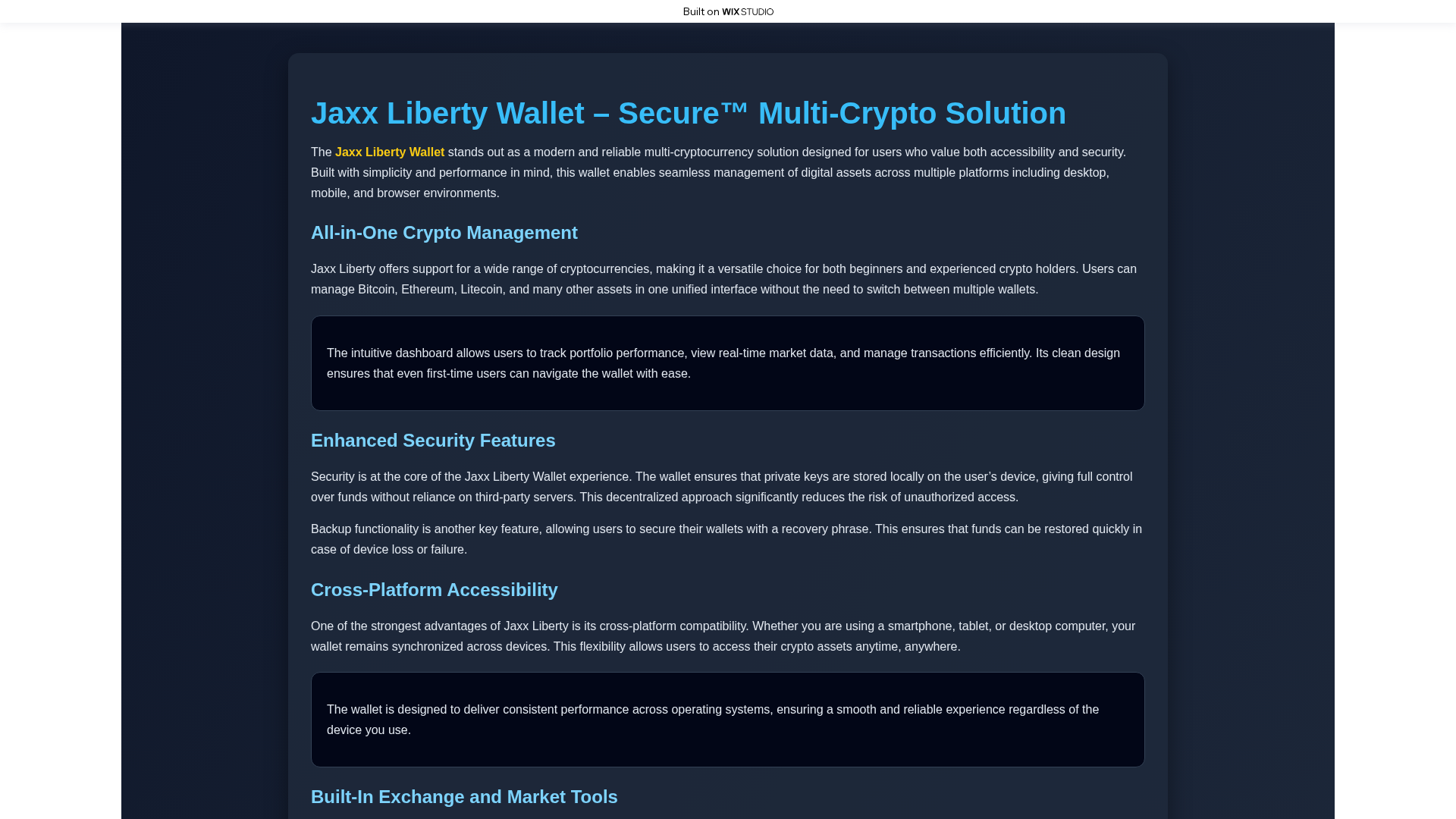 Screenshot of jaxxliberrty.wixstudio.com