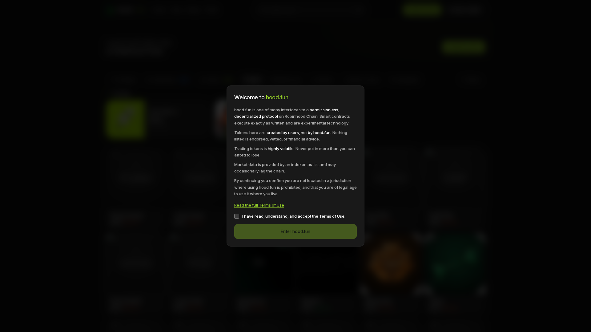 Screenshot of hood.fun
