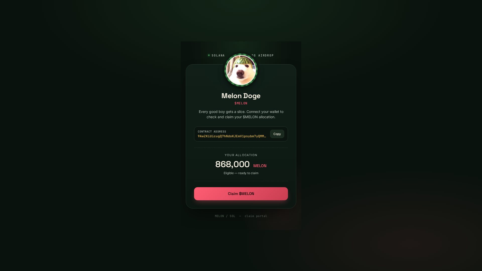 Screenshot of melondogclaim.netlify.app