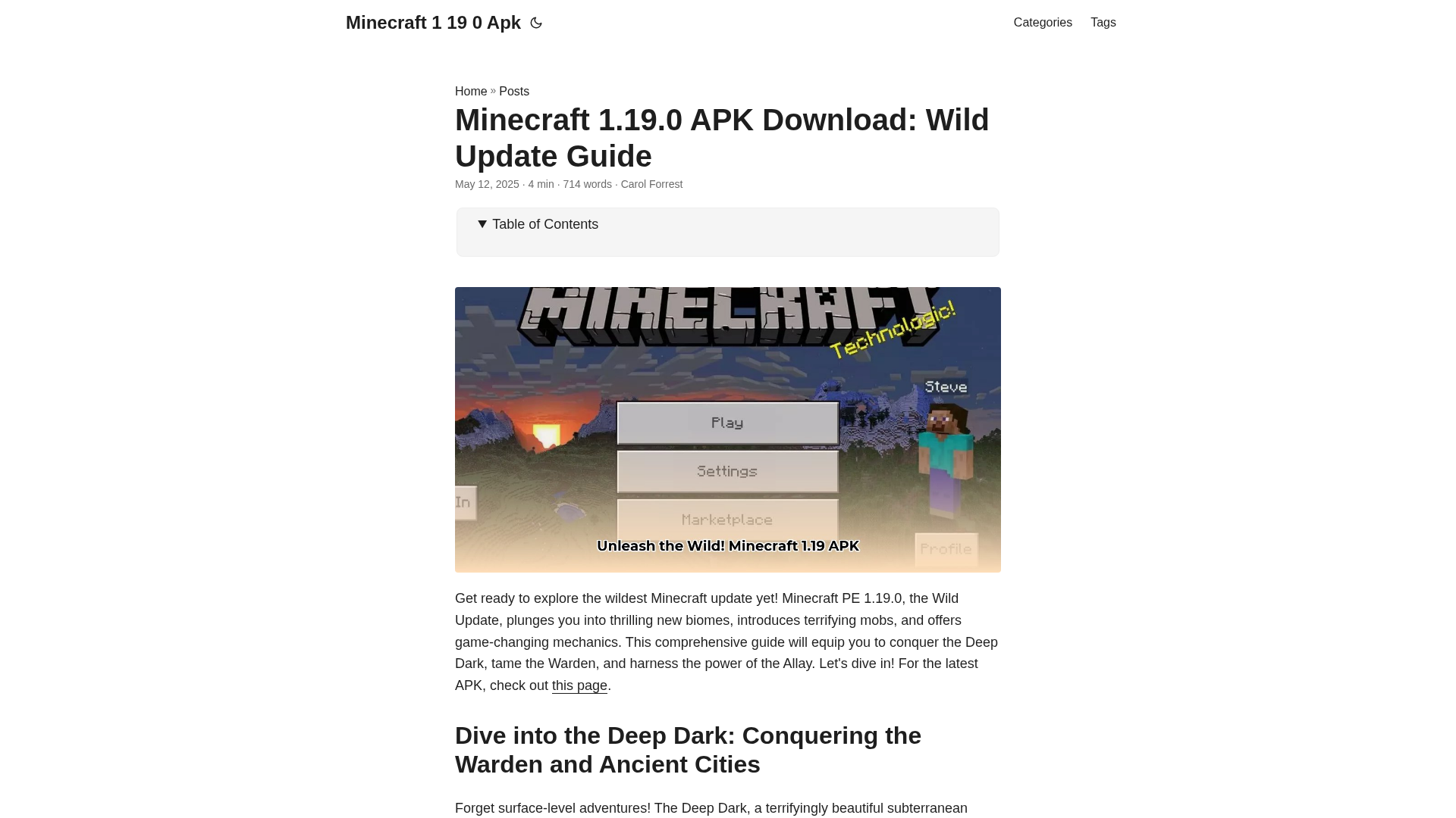 Screenshot of minecraft-1-19-0-apk.pages.dev