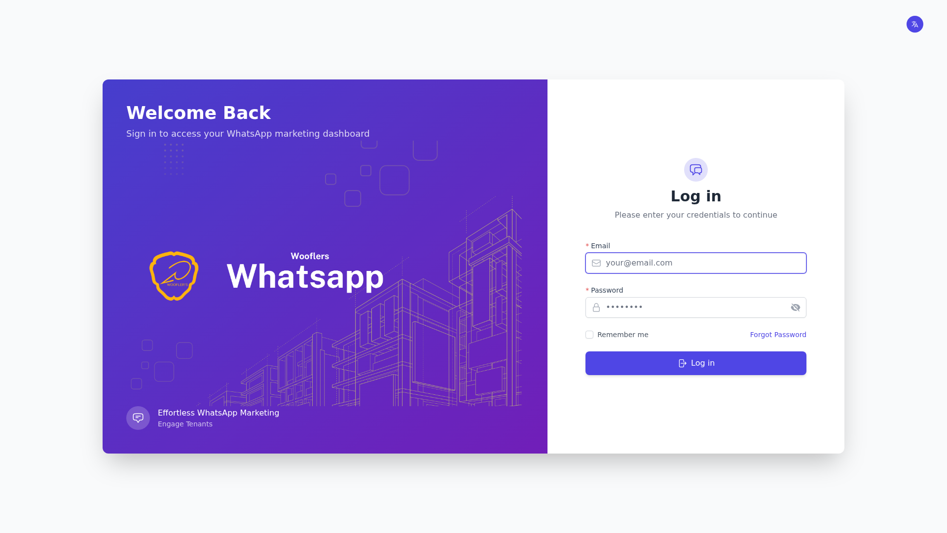 Screenshot of whatsapp.wooflers.com