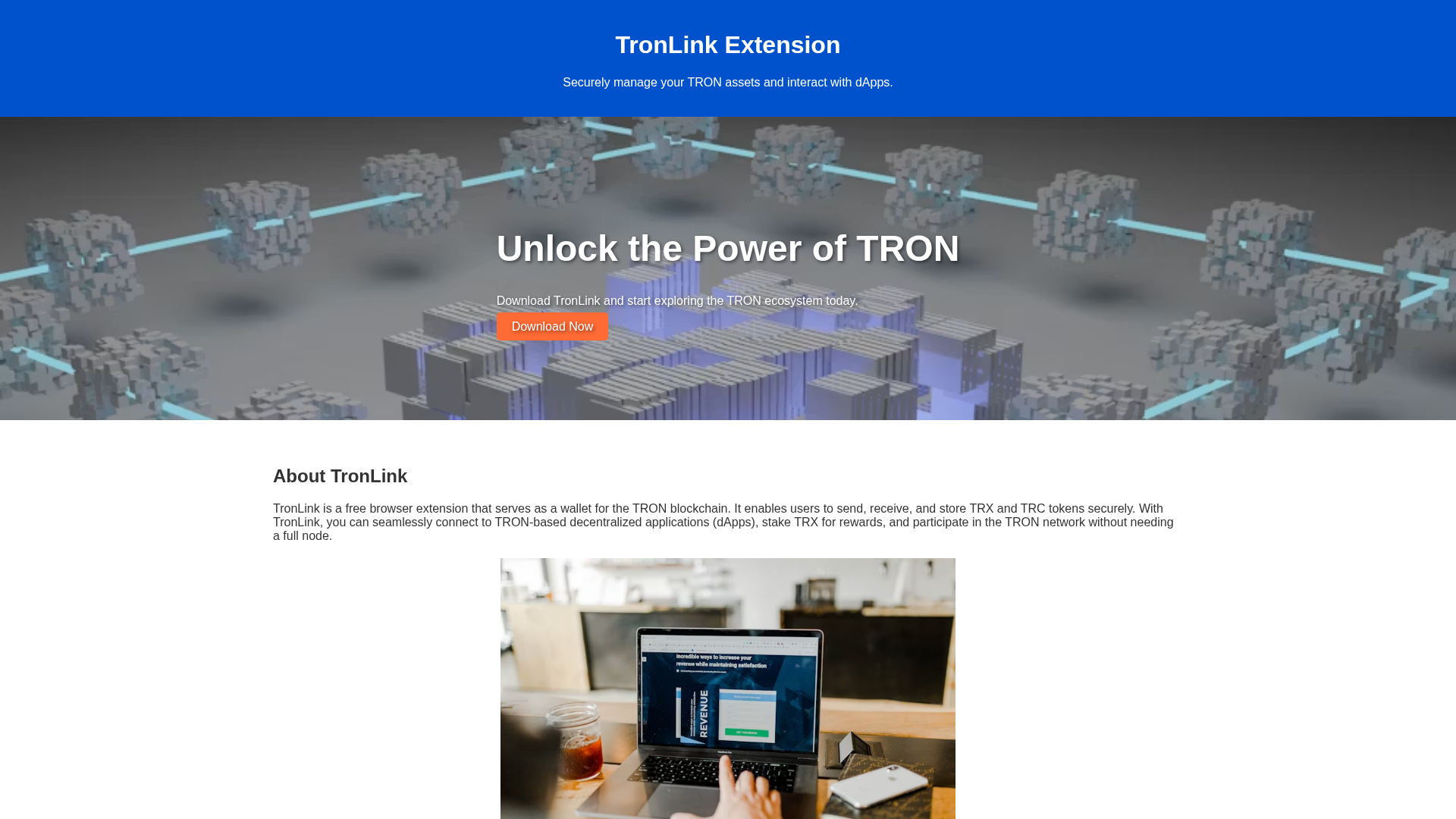 Screenshot of tronlink-extension.github.io