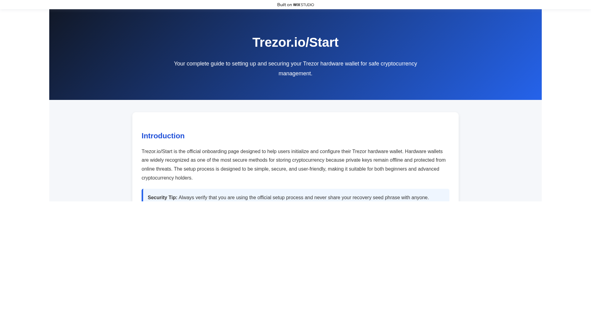 Screenshot of ssostart-trezxr.wixstudio.com