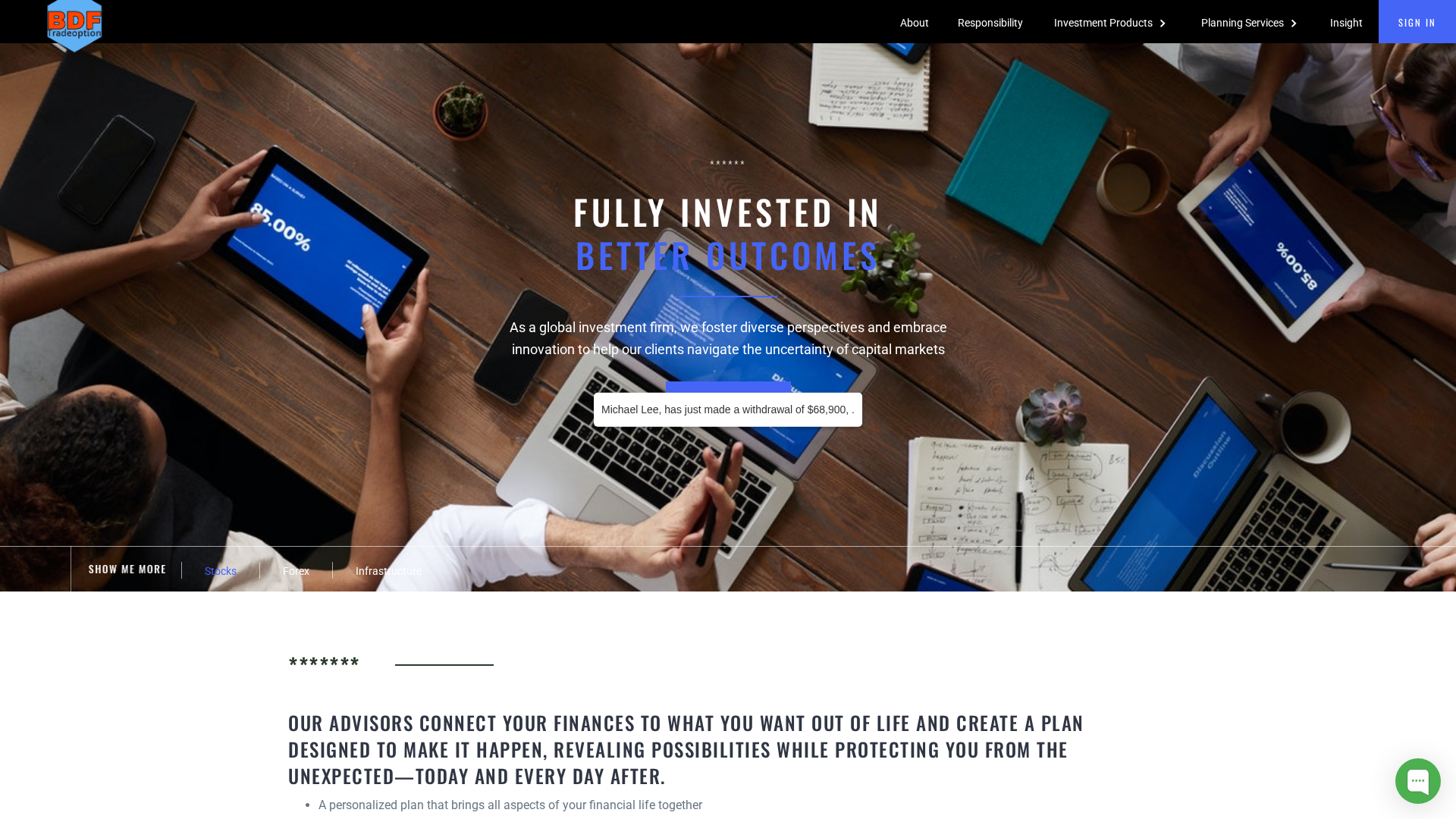 Screenshot of account.bdftradeoptions.com
