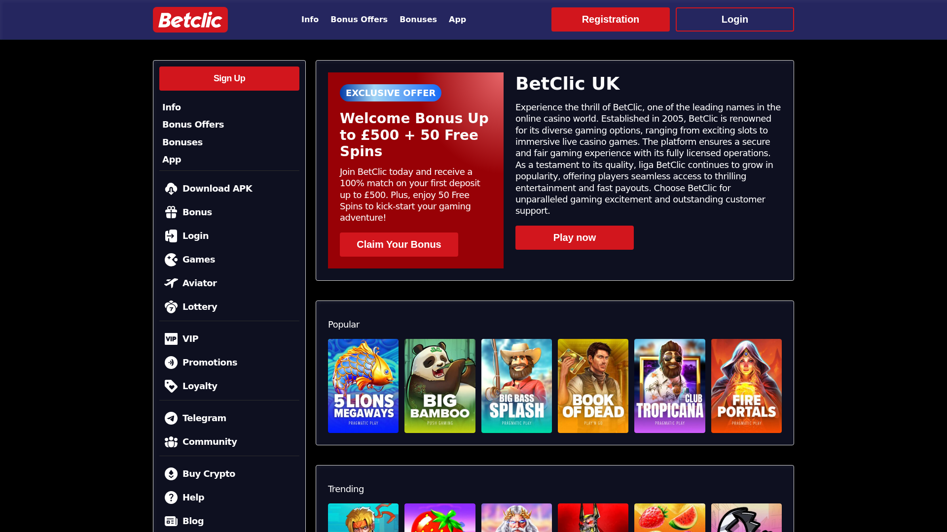 Screenshot of betclicuk.net