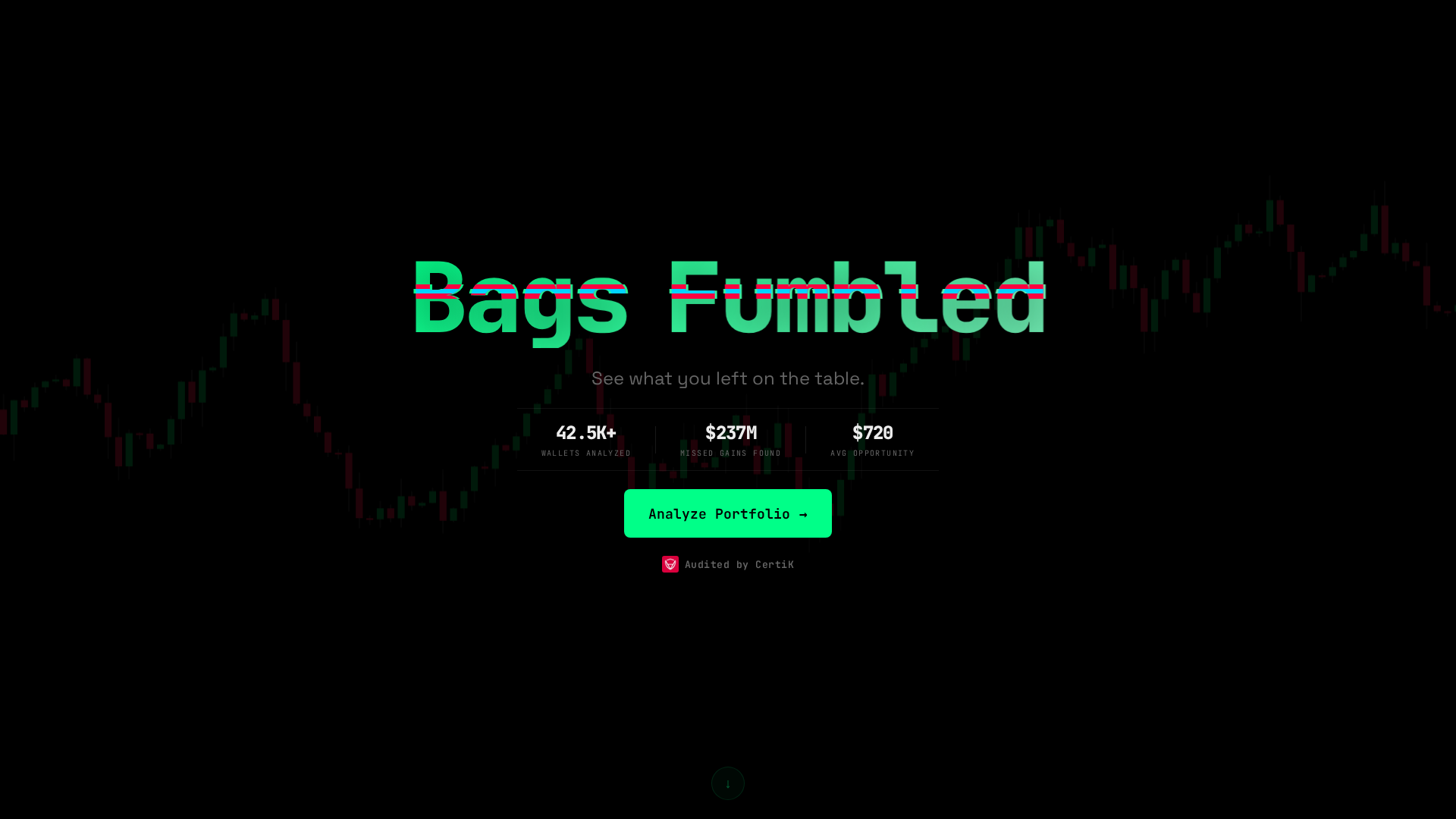 Screenshot of bagsfumbled.app