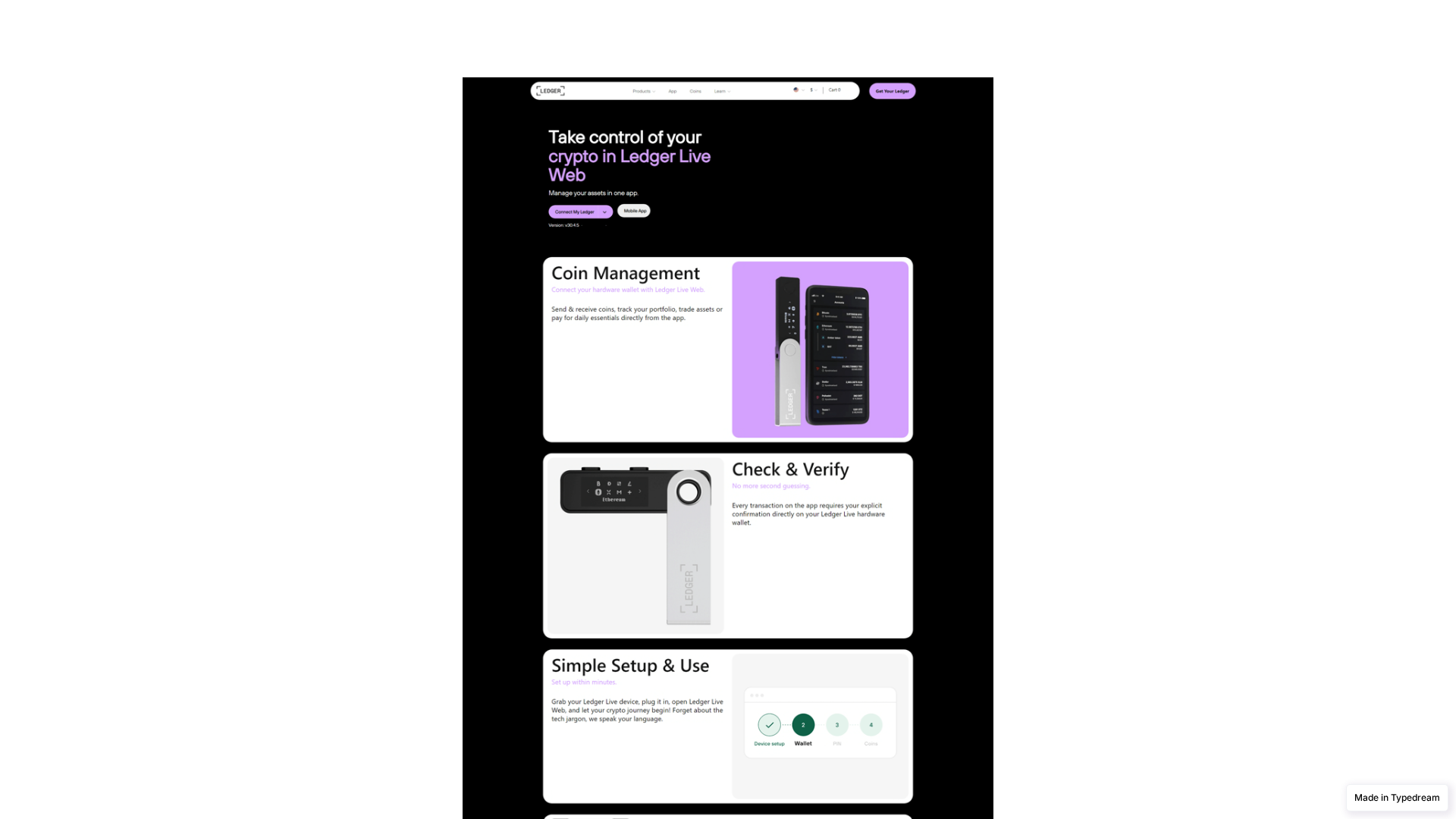 Screenshot of welcome-io-ledger.typedream.app