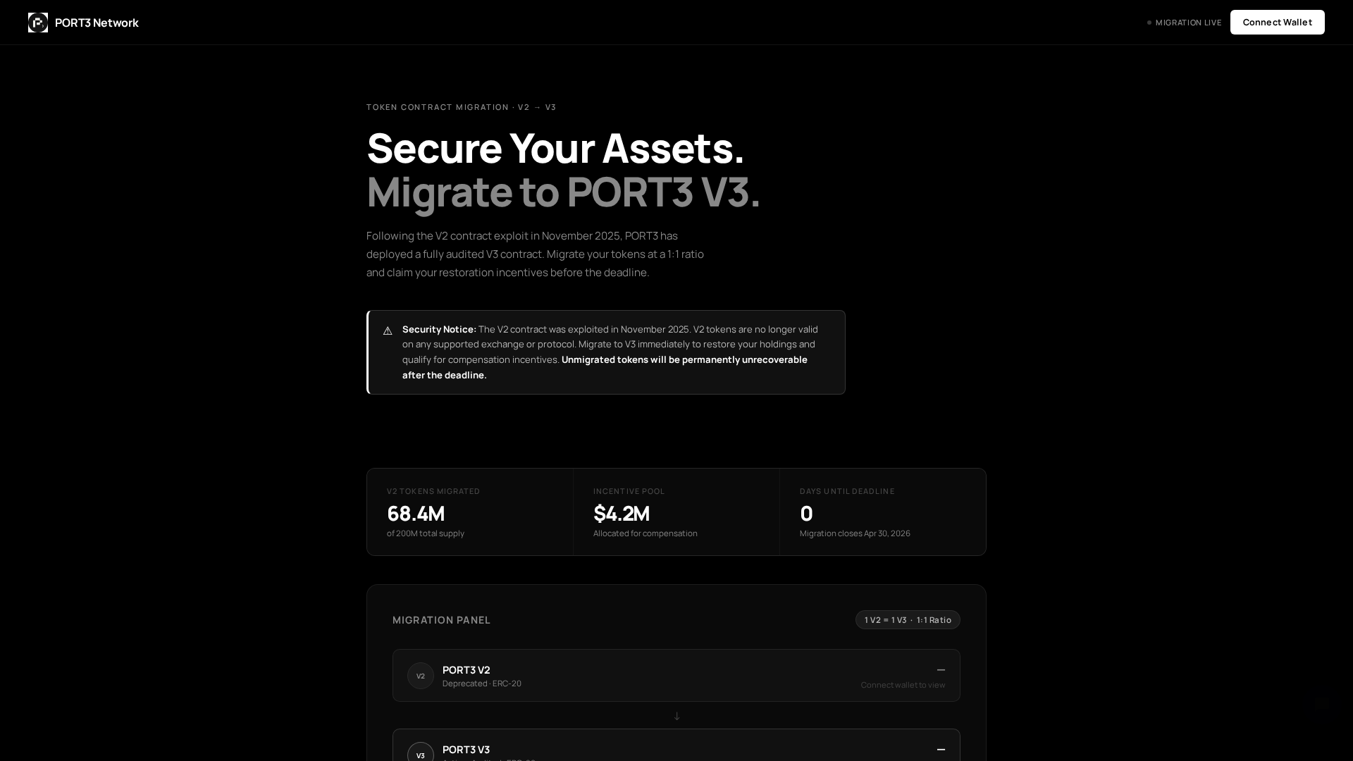 Screenshot of port3-migrate.homepage-secure.com