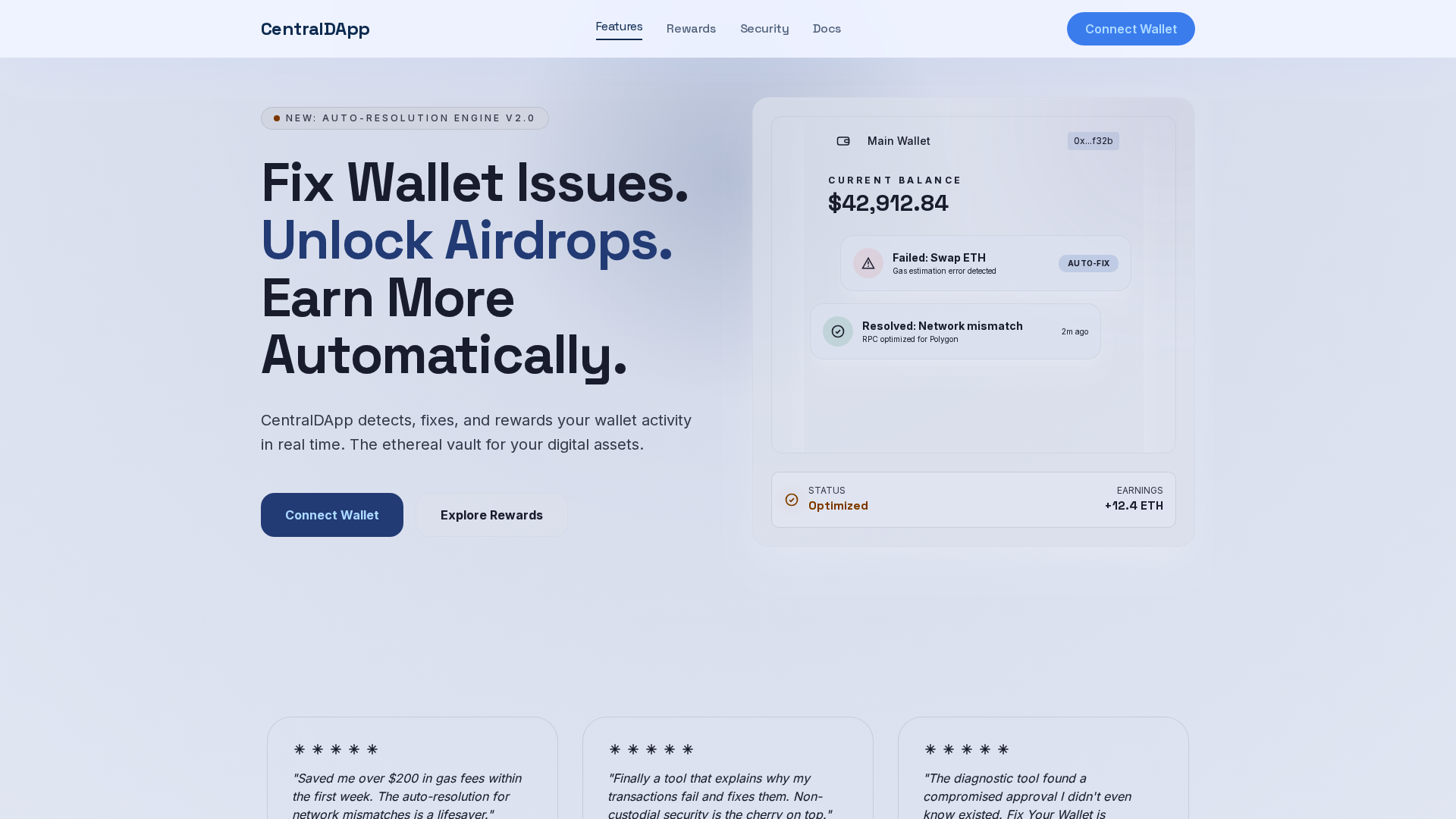 Screenshot of centraldapp.live