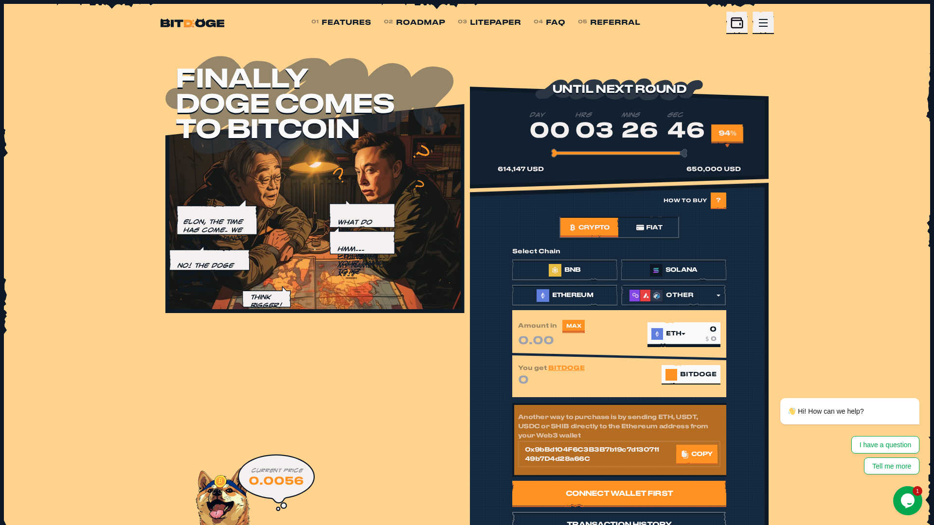 Screenshot of bitdoge-dashboard.pages.dev