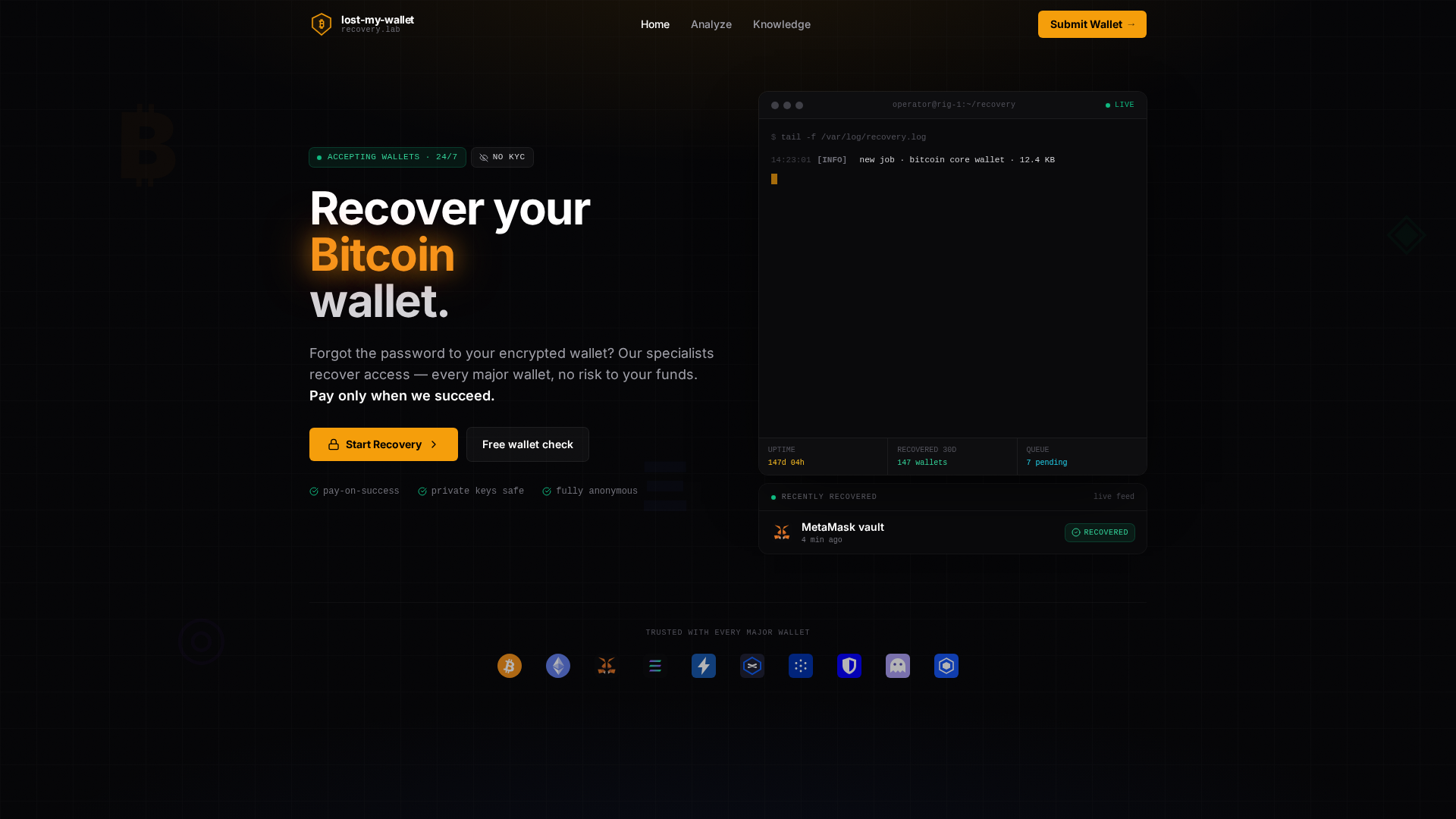 Screenshot of lost-my-wallet.com