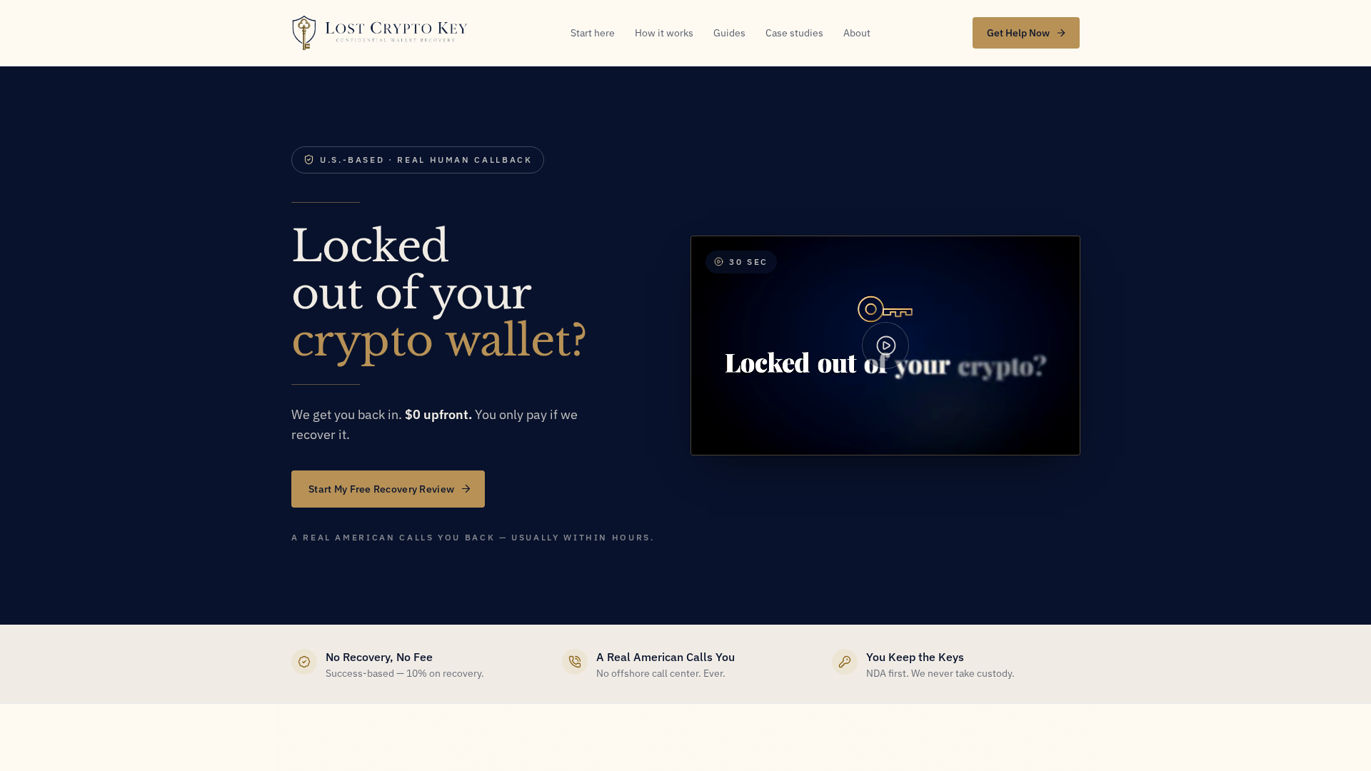 Screenshot of lostcryptokey.com