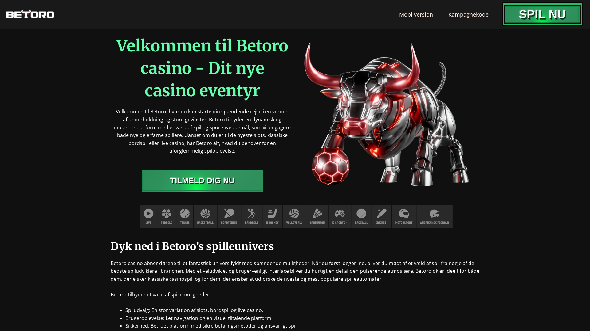 Screenshot of betorocasino.net