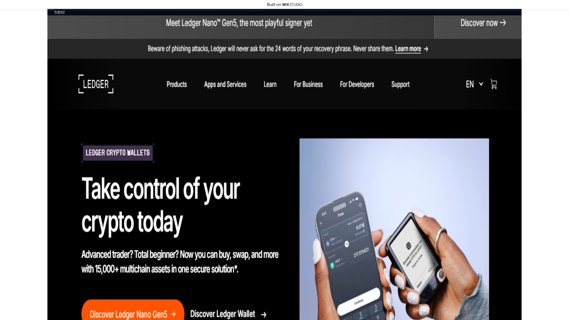 Screenshot of ldger-appstarts-en.wixstudio.com