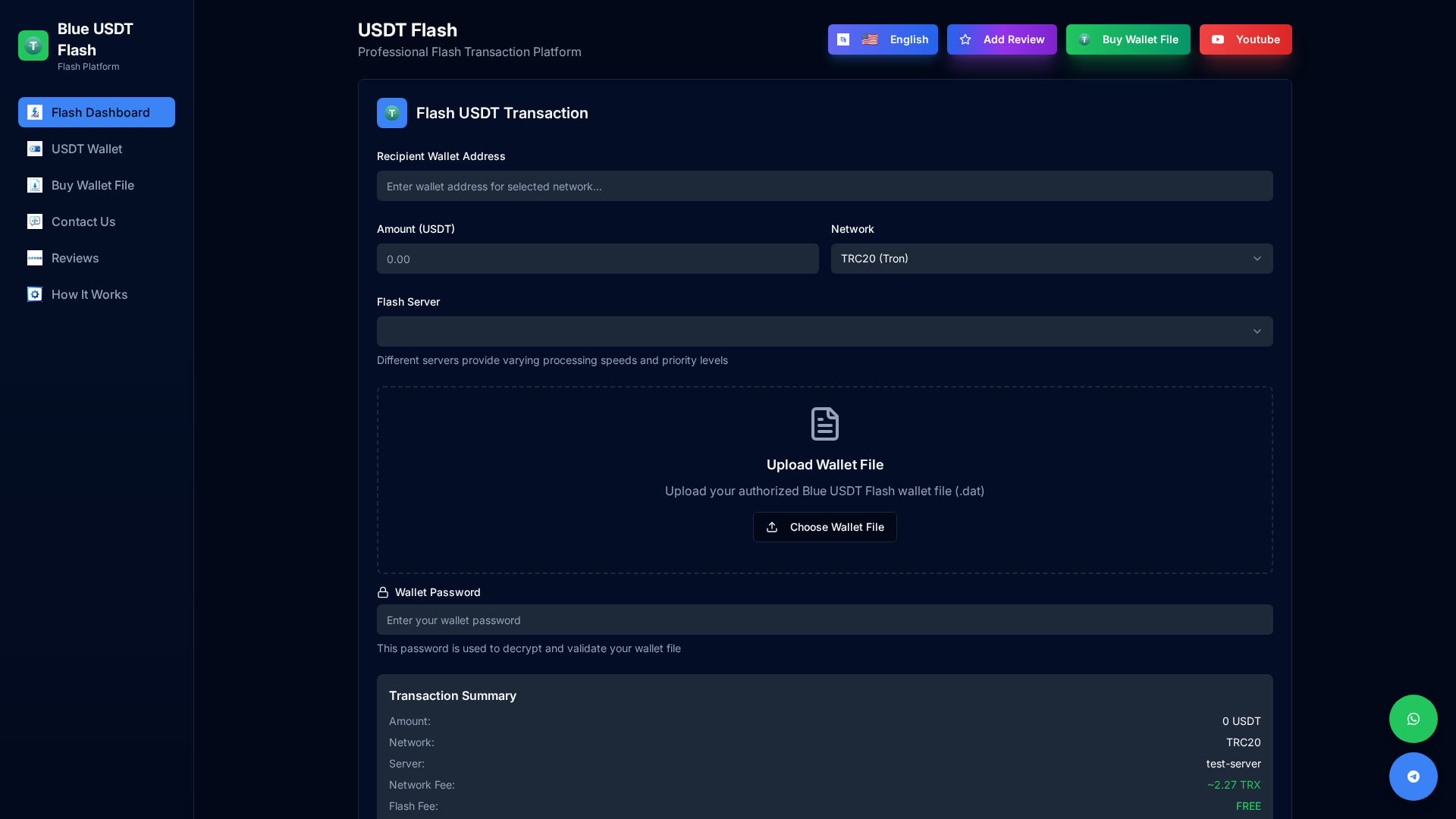 Screenshot of blueusdtflash.com