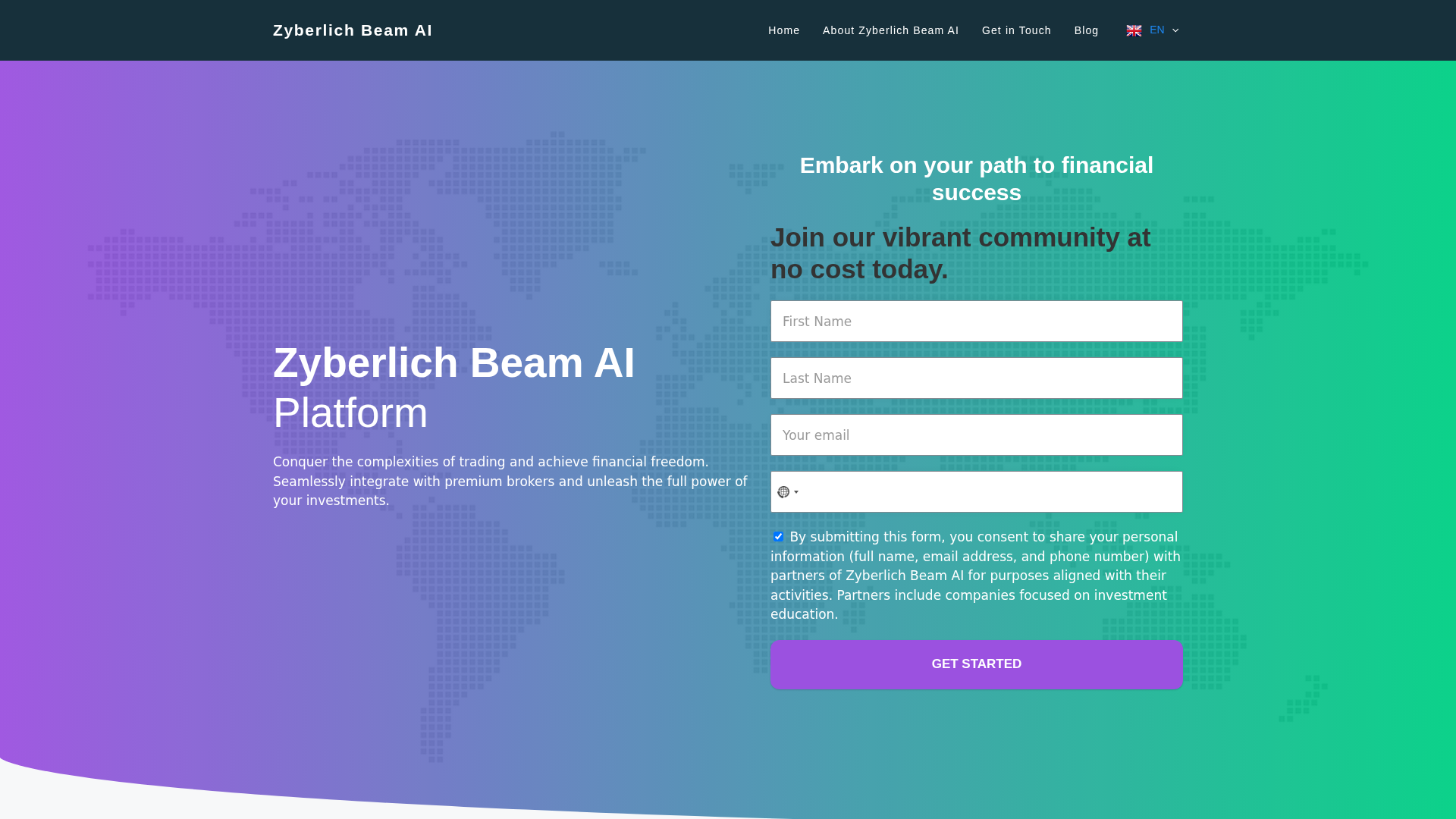 Screenshot of thezyberlichbeamai.com