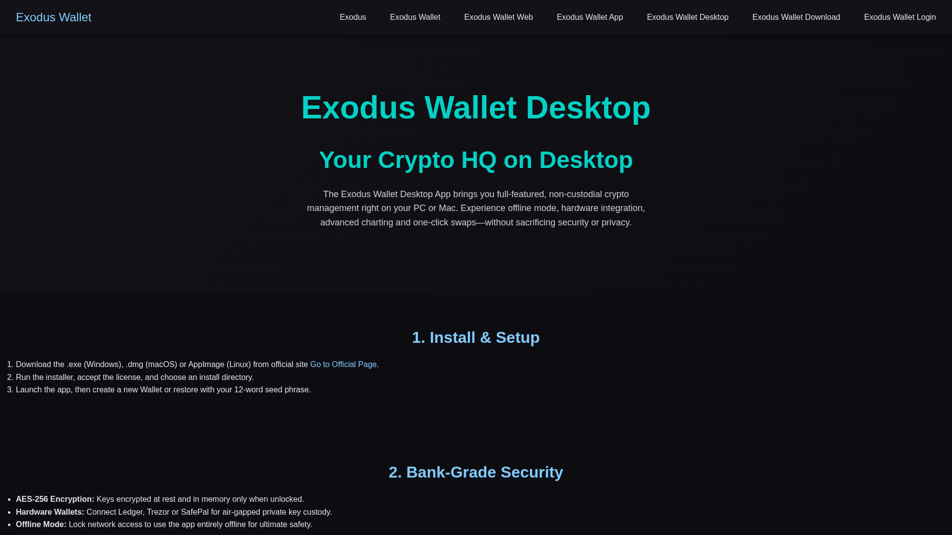 Screenshot of exodus.page