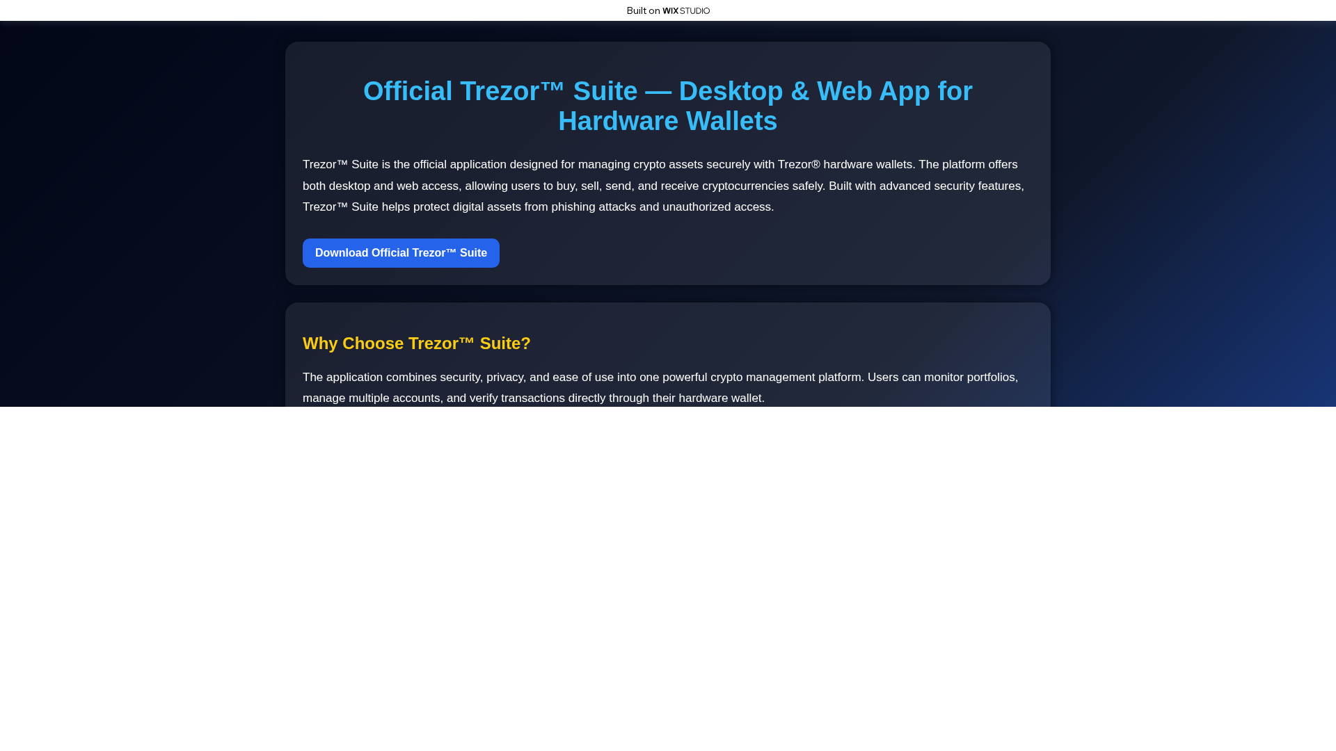 Screenshot of trezor-suittee.wixstudio.com