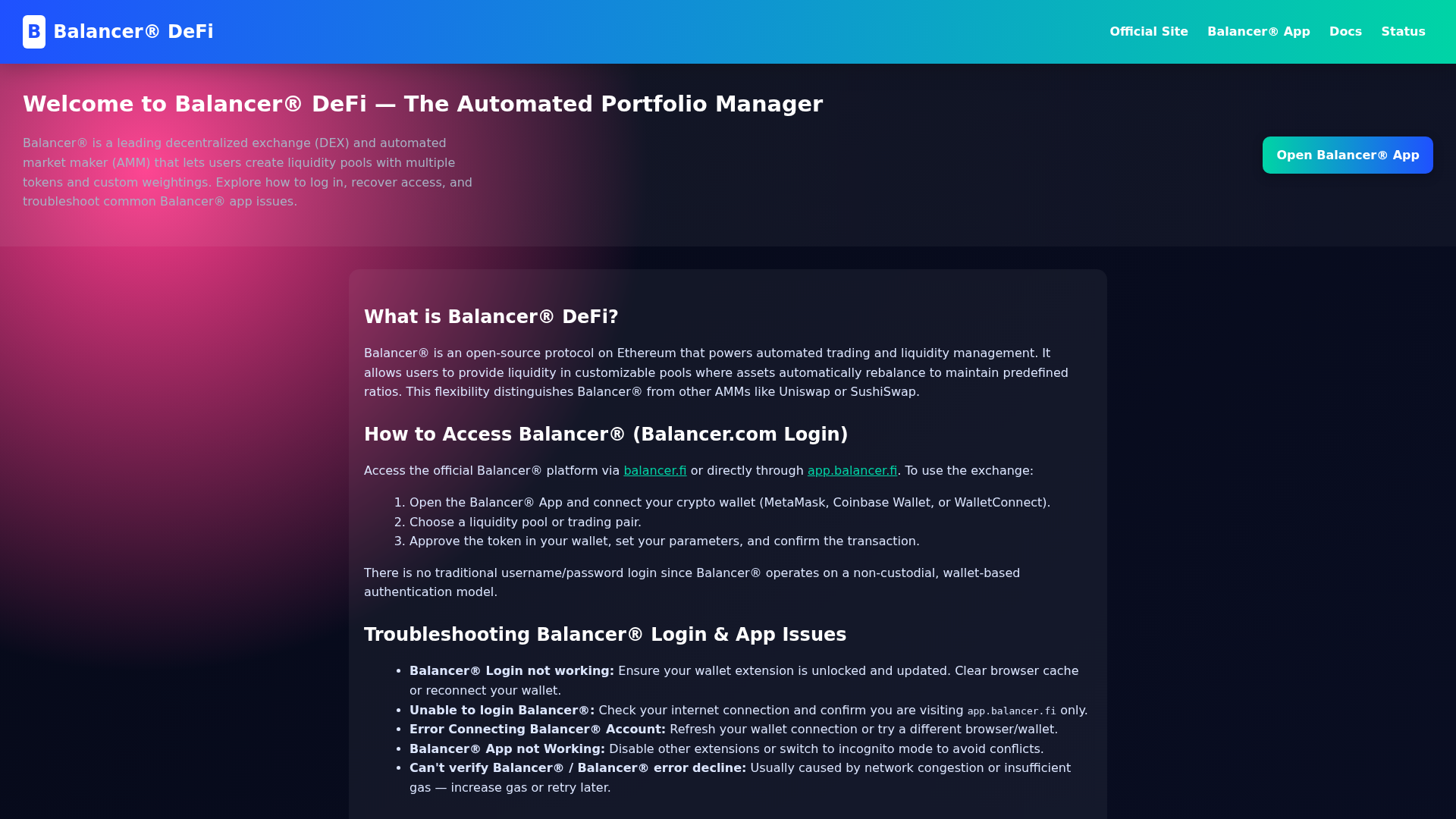 Screenshot of deefi--balancer-access.pages.dev