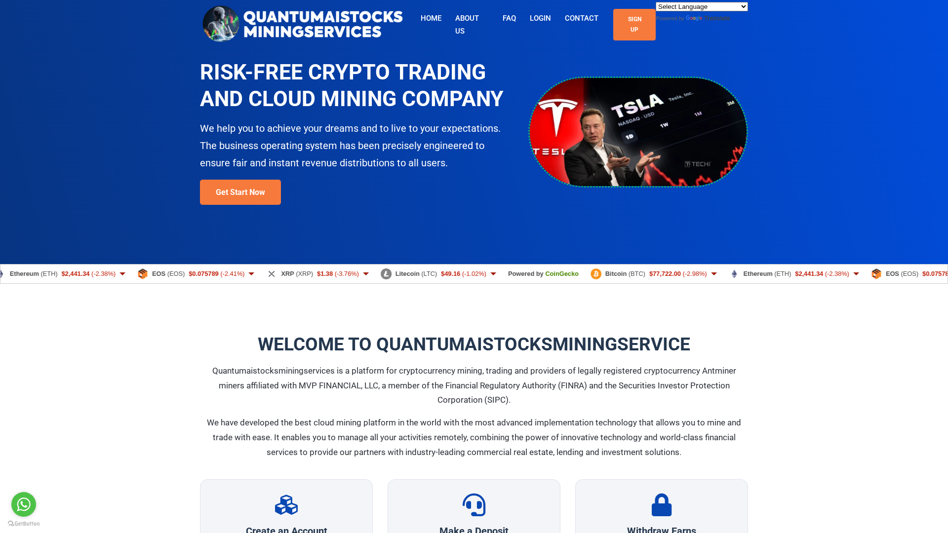 Screenshot of quantumaistocksminingservices.cc